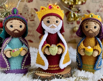 Patron de Noël au crochet, Patron des Rois Mages au crochet, Poupée au crochet de la Nativité