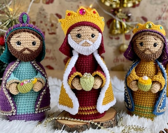 Patron de Noël au crochet, Patron des Rois Mages au crochet, Poupée au crochet de la Nativité