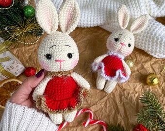 Easy crochet bunny pattern, crochet Christmas bunny pattern, amigurumi animal, crochet rabbit