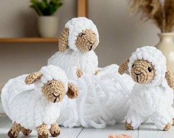 Easter Lamb Crochet Pattern, Nativity Scene Animal, 3-in-1 Amigurumi Fluffy Sheep PDF, Nursery Decor