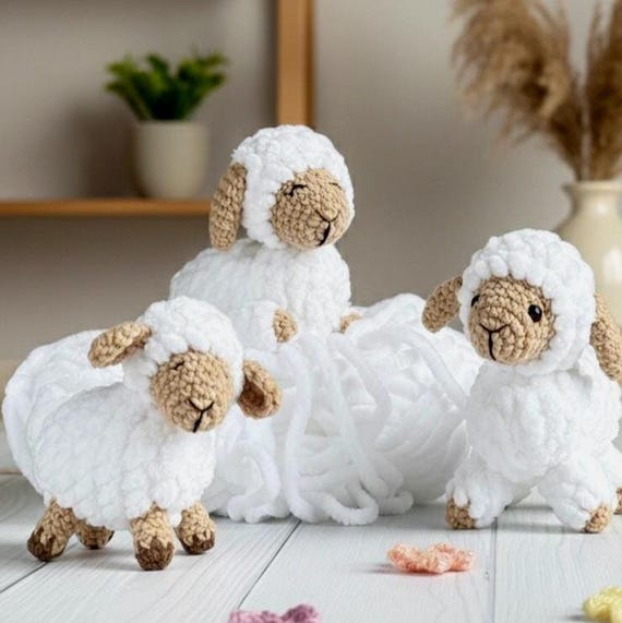 Easter Lamb Crochet Pattern, Nativity Scene Animal, 3-in-1 Amigurumi Fluffy Sheep PDF, Nursery Decor