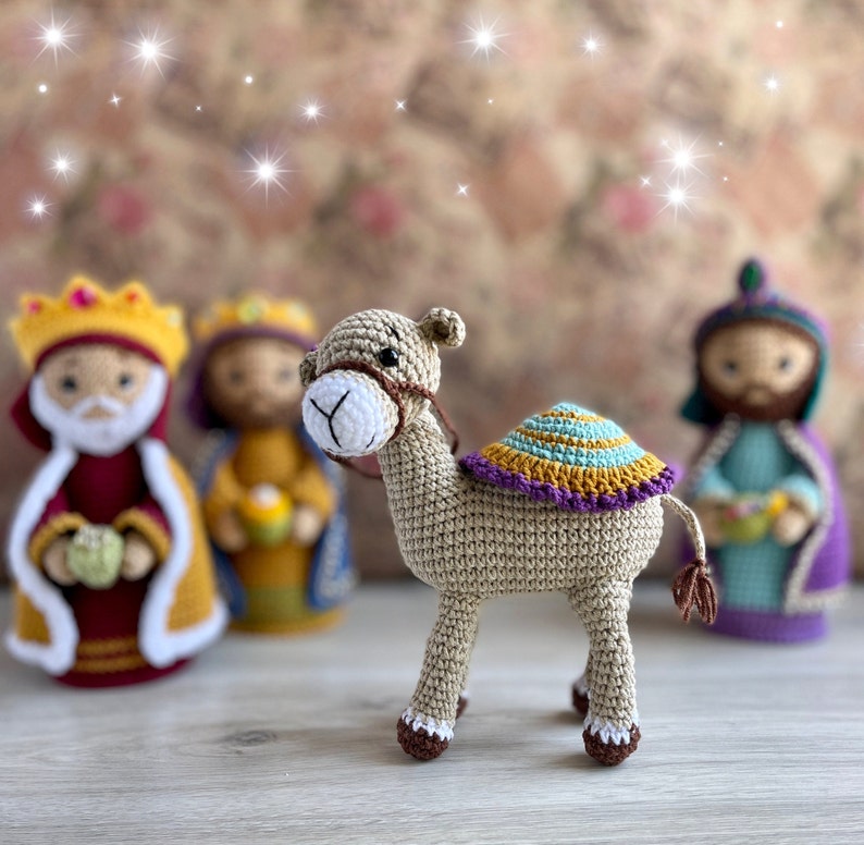 Capture the essence of this timeless Nativity story by crocheting a Wise Men's Camel, a symbol of hope, faith, and the joy of the holiday season.