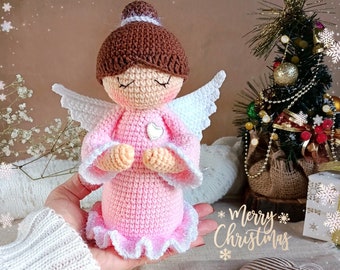 Christmas angel crochet pattern, amigurumi angel doll pattern, Christmas crochet pattern, PDF English Spanish French