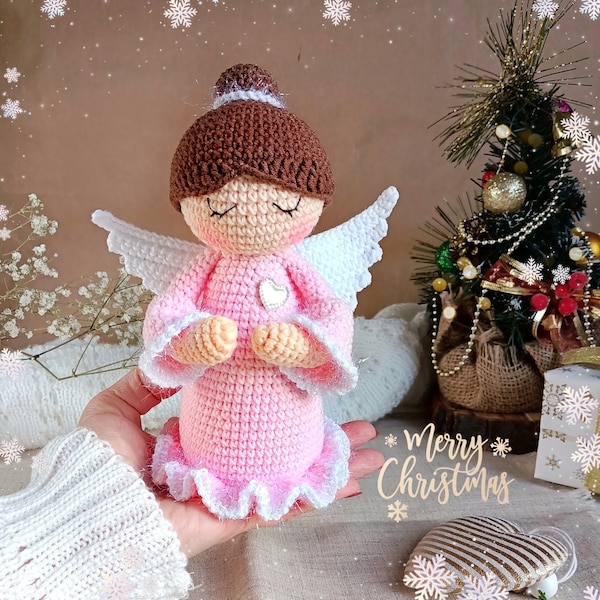 Christmas angel crochet pattern, amigurumi angel doll pattern, Christmas crochet pattern, easy crochet pattern amigurumi