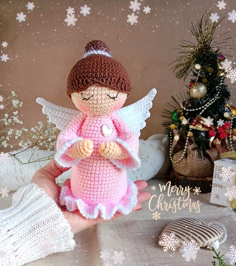 Patrón de crochet ángel de navidad, patrón muñeco ángel amigurumi, patrón de crochet de navidad, patrón de crochet fácil amigurumi imagen 1