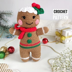 Crochet Pattern Gingerbread Man, Crochet Christmas Amigurumi Pattern, Christmas Ornaments, PDF in English