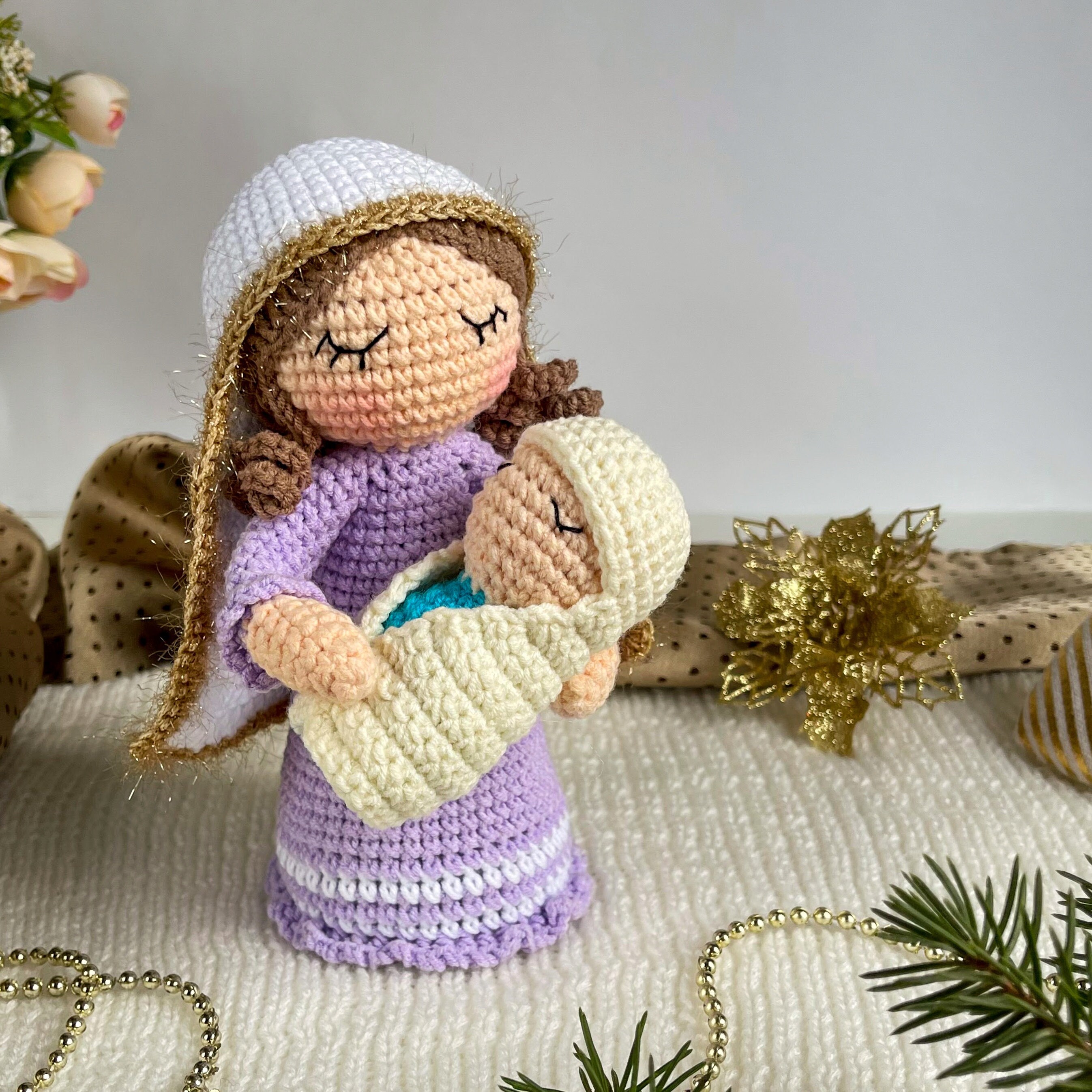 Nativity Set Crochet Pattern, Mary Joseph and Jesus, Christmas