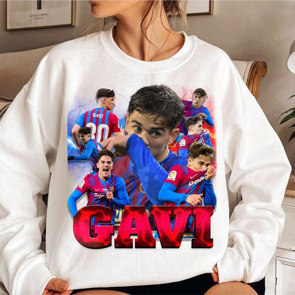 Gavi 90s Style Vintage Bootleg Tee Graphic Sweatshirt, Gavi T-shirt, Football Sweatshirt, Barcelona,World Cup, Spain,LaLiga,Wonderkid