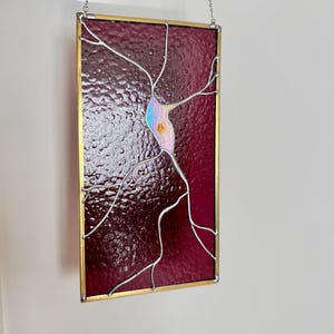 Stained glass neuron suncatcher. Handmade neuroscience art. Neurology decor