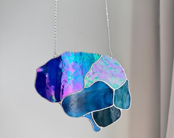 Vitral em formato de cérebro para pendurar na janela – Presente para quem curte neurociência