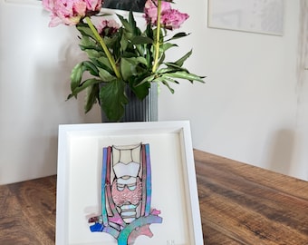 Vitral decorativo da anatomia da tireoide – Arte artesanal em vidro para decoração de parede – Presente para endocrinologista