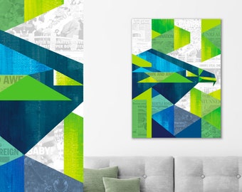 GeoHawk Seattle Seahawks LARGE Canvas Print 30"X40"