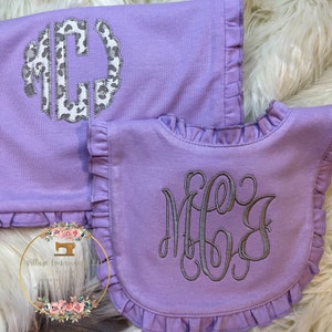 Baby Bib & Burp Cloth *SET* Embroidered *Appliqué* Personalized with Monogram *Gift for Baby Shower*New Mom* Coming Home
