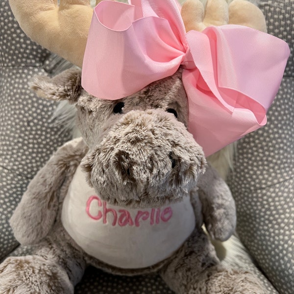 Stuffed Animal Moose, Personalized Embroidered custom Kids Keepsake, Baby Shower Gift, Easter, Valentine Gift, Birthday Gift
