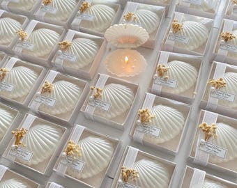 Personalized Seashell Candle Wedding Favor – Elegant Gift Box