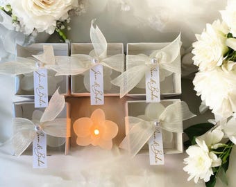 Personalized Flower Candle Wedding Favors, Elegant Gift Box