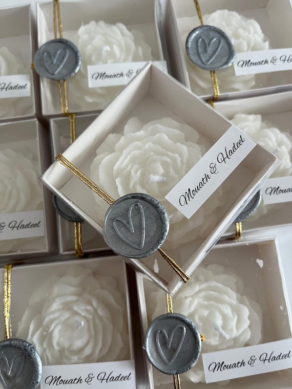 Personalized Wedding Candle Favors : Bulk Floral Guest Gifts