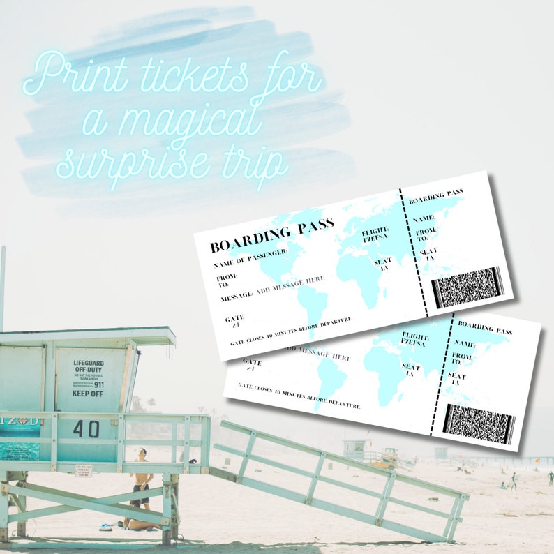 Editable Boarding Pass Canva Template Digital Personalised Fake