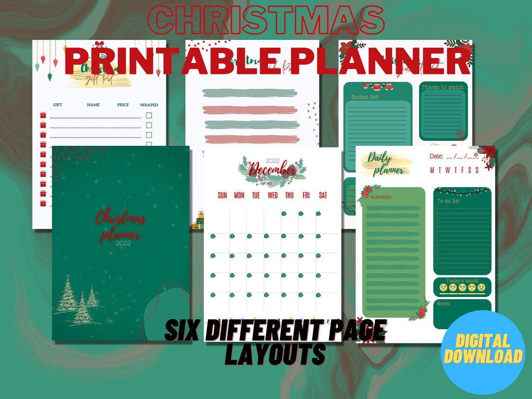 Digital Christmas Printable Planner, Holiday Gift Printable Planner ...