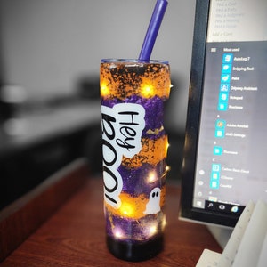 Hey Boo Halloween Vaso iluminado de 20 oz