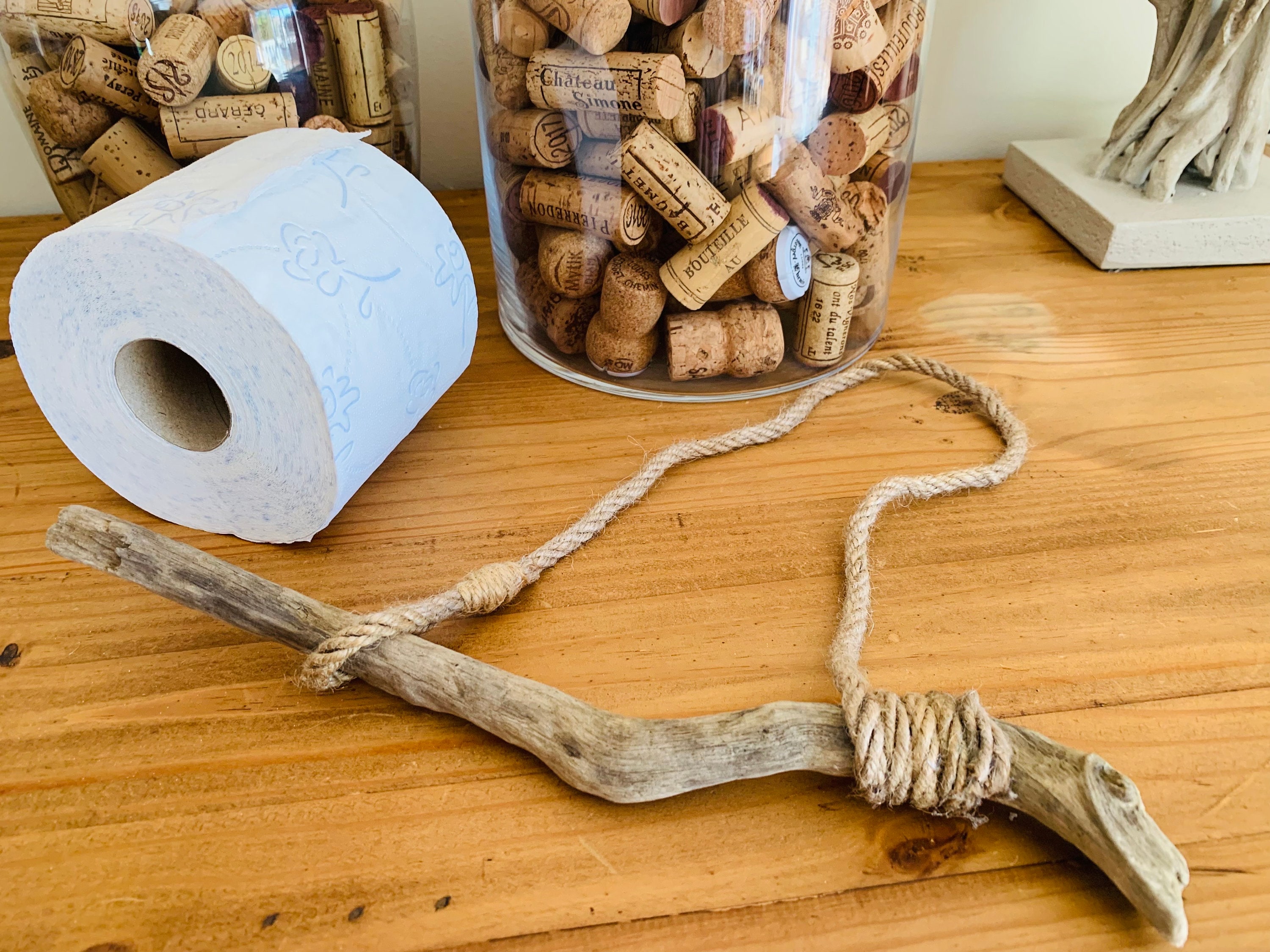Toilettenpapierhalter Aus Hanfseil & Holz – Vintage-Design, Wandmontage, Für Bad & Küche