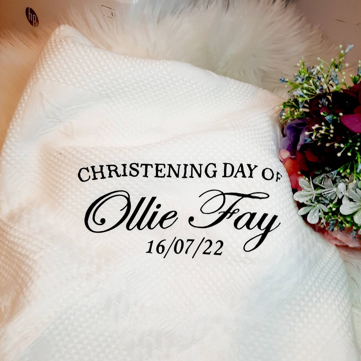 Personalised Christening Baptism Shawl Personalised Christening Blanket