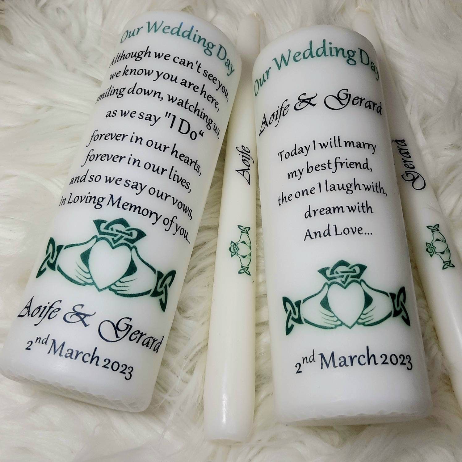 Claddagh Unity Candle Set Custom Wedding Unity Candle Ceremony Candles