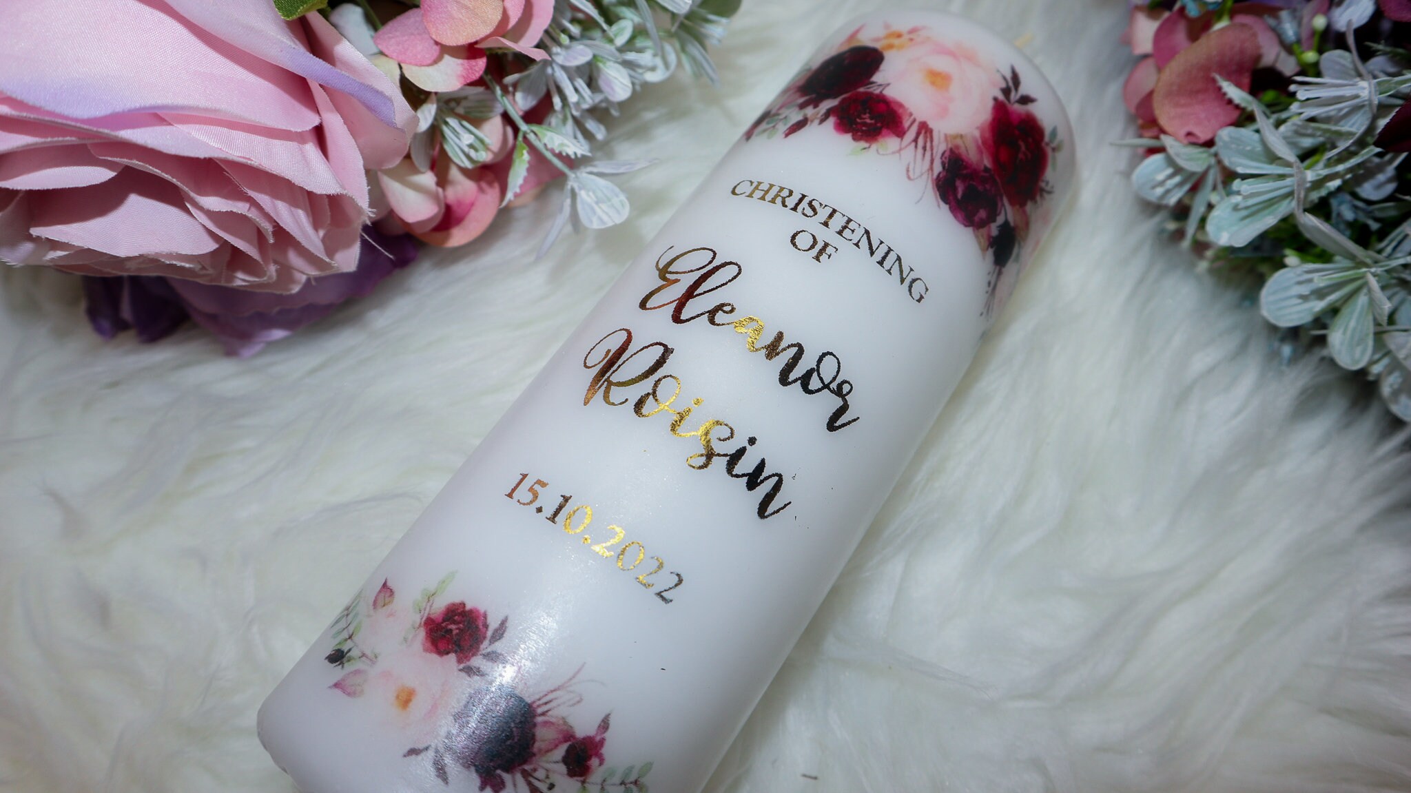 Baptism Candle, Christening Candle, Personalised Candle, Gold Candle