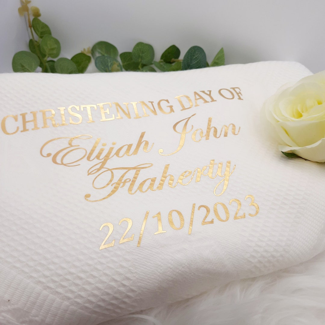 personalised baptism shawl