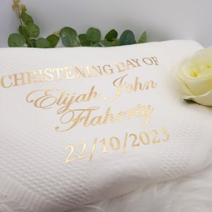 Personalised Christening Baptism shawl - Personalised Christening Blanket , Baptism Blanket Name, Christening Gift, Naming Day - white shawl