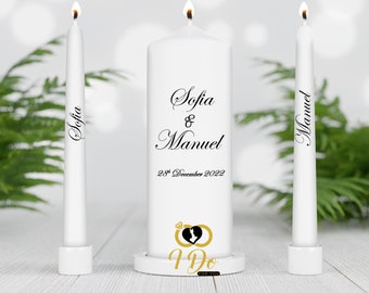 Unity Candle set - Custom Wedding Unity Candle - Ceremonie kaarsen - gepersonaliseerde Trouwkaars set - monogram trouwkaarsen