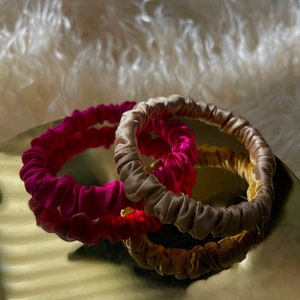 Elástico de cabelo de seda Mulberry, elástico pequeno, elástico mini, seda natural, feito à mão, Y2K, feito na Polônia, ideia de presente!