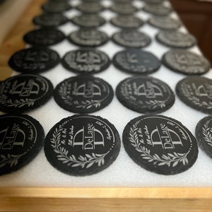 Qty 24 Bulk Laser Personalized Engraved Slate Coasters | Free Shipping