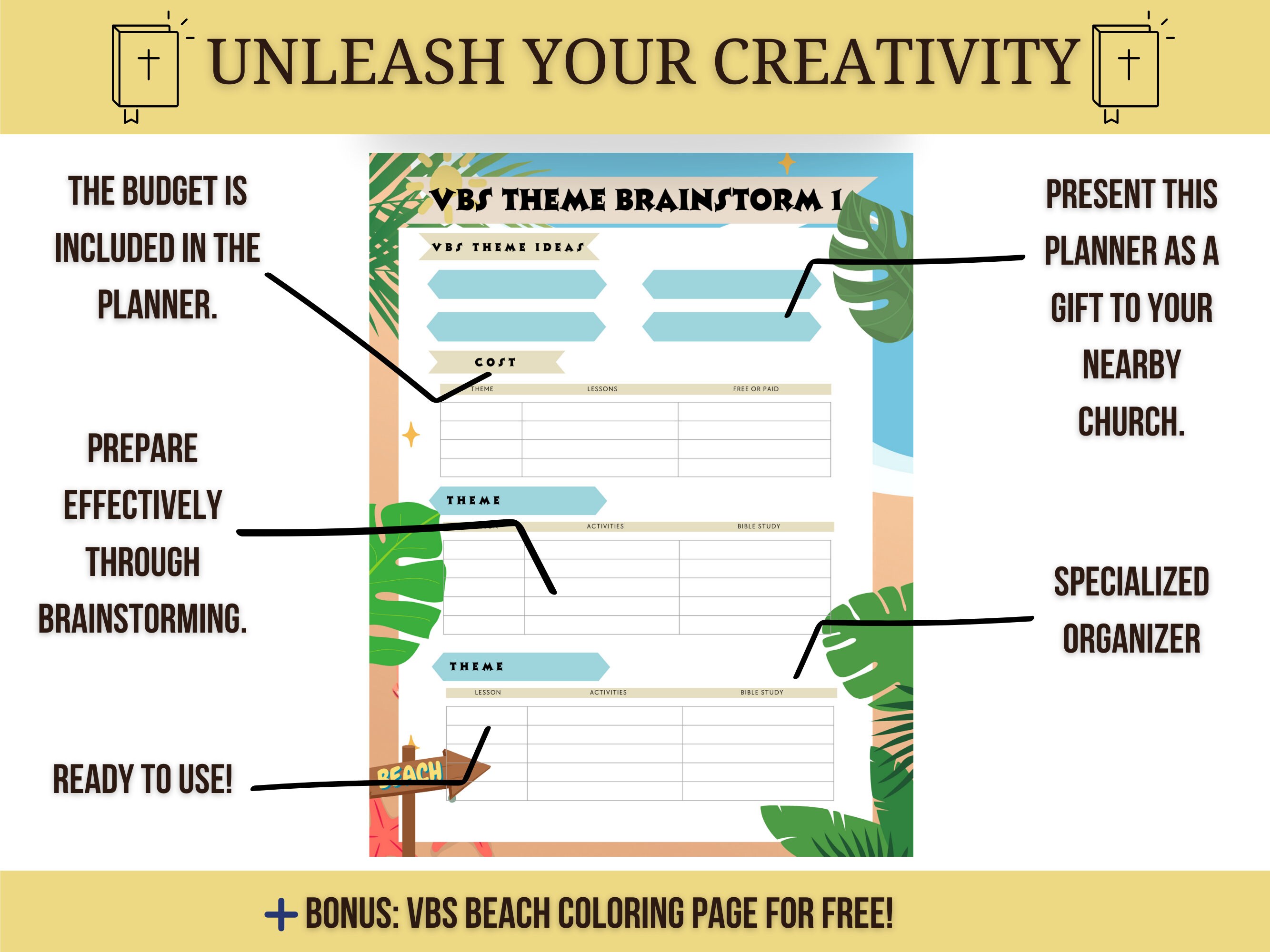 Vacation Bible School Planner Printable, Church Event Organizer ...