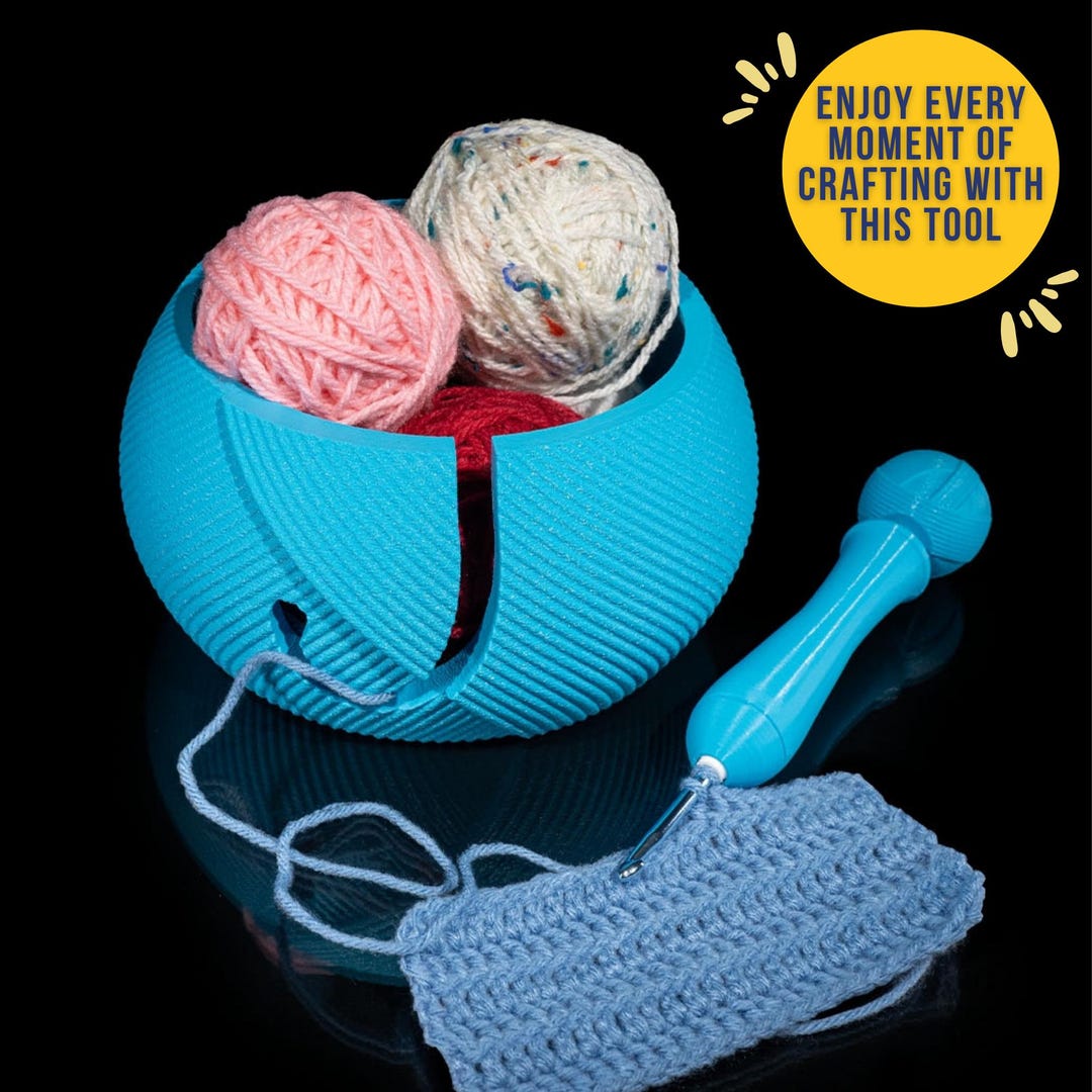 String Pull Through Pot Crochet Knitting Tool Pull Through String Yarn Bowl and Hook Case ...