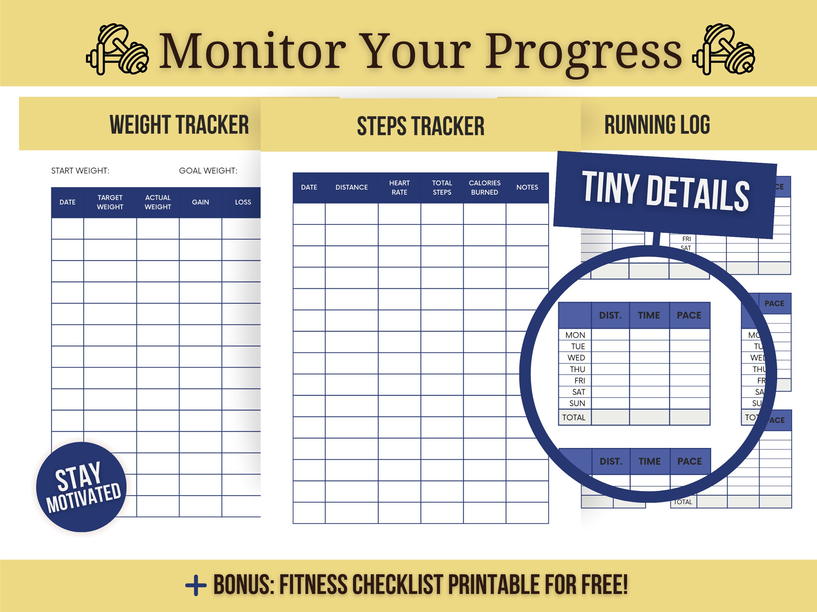 Fitness Journal Fit Checklist Printable Notebook for Fitness Lover ...