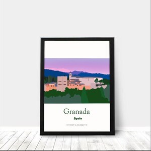 Alhambra Granada travel POSTER - line art