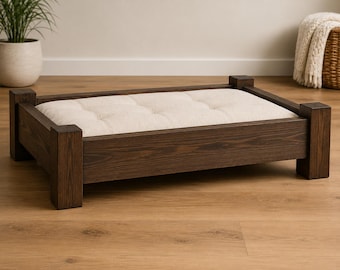Modern Solid Wood Elevated Dog Bed | Handmade Pet Furniture Frame