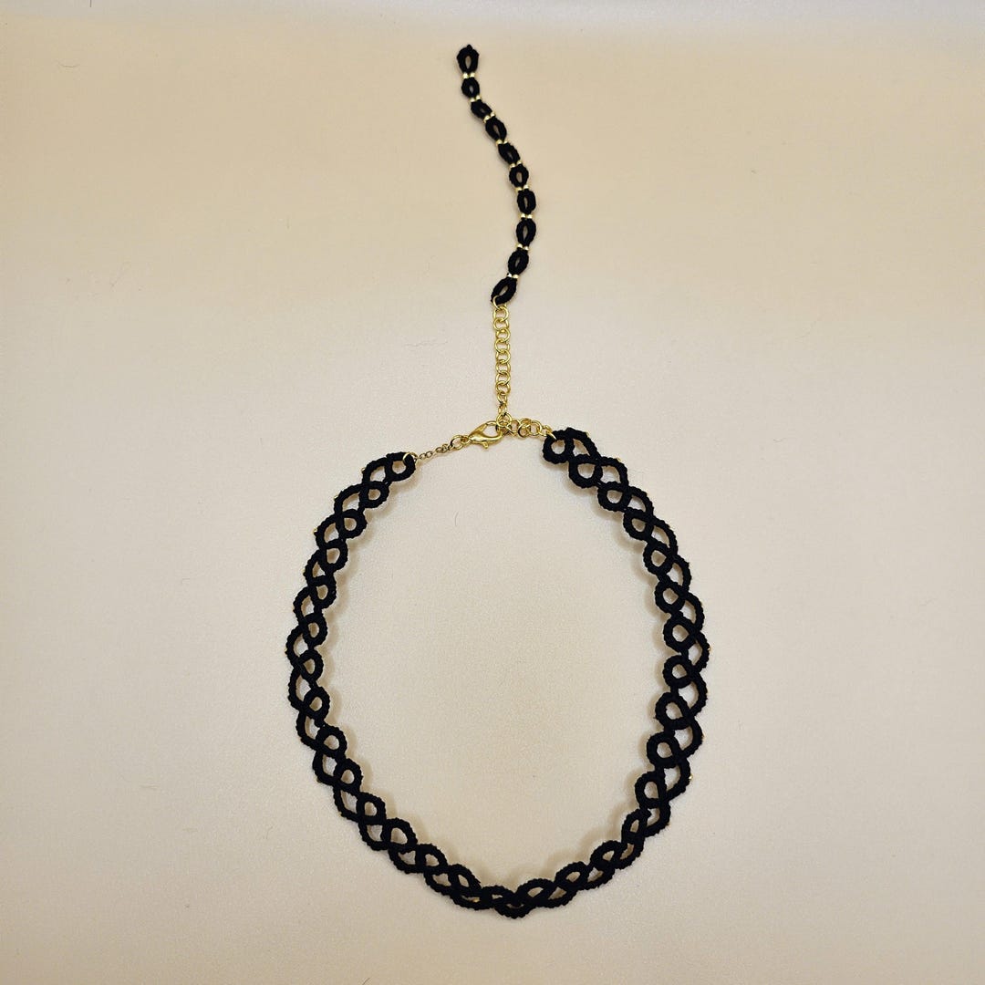 Handmade Black Lace Choker - Gothic Collar Necklace With Gold Chain - Etsy