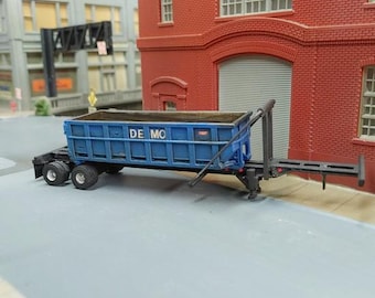 Custom Built 1/87 HO Scale Roll Off Semi Trailer & Dumpster. 3D Printed Models