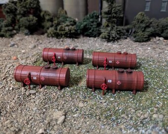 1/87 HO Scale Custom Built Set Of 4 Above Ground Fuel Storage Tanks