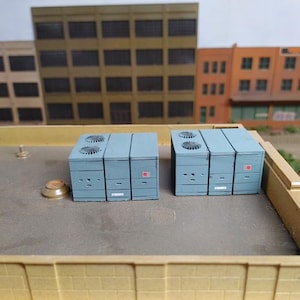 Custom Built 1/87 HO Scale Set 2 Rooftop AC/Air Handler Units. 3D Printed Models