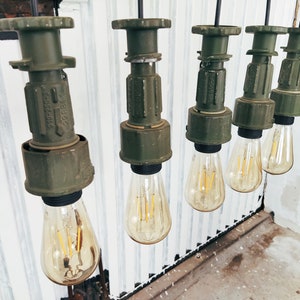 Lamp hanging lamp, a set five of industrial lamps, a lamp made of a military socket
