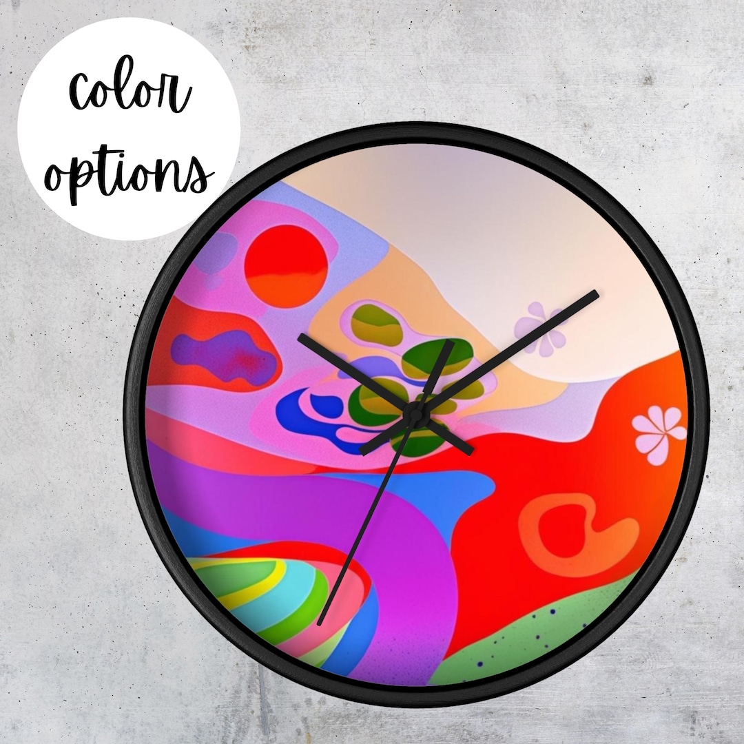 Neon Dopamine Wall Clock – Abstract Art Timepiece – Unique Dopamine ...