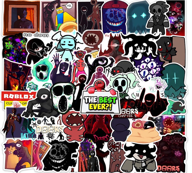 Doors Roblox Vinyl Video Game Stickers Waterproof Seek Figure Etsy