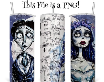 Corpse Bride wrap | 20oz Corpse Bride Vows wrap | Emily and Vincent wrap PNG | Gift for Christmas