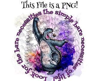 Jungle Book Baloo PNG: Bare Necessities Digital Download