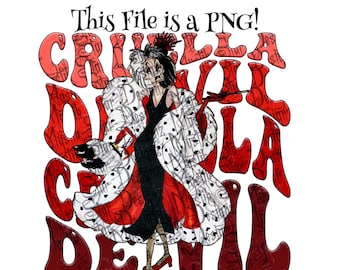 Retro Cruella PNG: Villain Graphic (Digital Download)