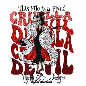 Cruella Malvada Retrô PNG | Vilão Retrô PNG | Download Digital PNG | Uso Comercial