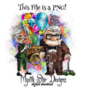 かわいいカール・エリー PNG | バルーンカート UP png | デジタルダウンロード PNG | 商用利用